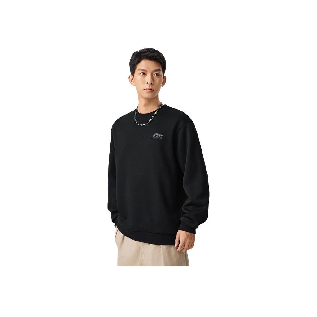 Li Ning Logo Solid Color Comfortable Simple Inner And Outer Matching Student Style Running Sports Leisure Fleece Long Sleeve Sweatshirt AFDL40-1