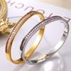 French Stainless Steel Bracelet Sweet Small Fresh Jewelry Does Not Fade Narrow Version Half Circle Full Diamond Buckle Bracelet Women