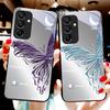Metallic Butterfly Für Samsung Galaxy A15 5G 54 4G 51 50 24 35 90 71 12 51 53 52S 80 22 34 Schwarz Gehärtetes Glas Handyhülle