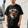 Vintage Funny Black Cat Graphic Tshirt Mens Loose Fit Cotton Short Sleeve Street Style Tee