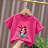 Summer Girls ShortSleeved Cartoon Mermaid Print Pure Cotton Breathable Girls Casual TShirt 2026 New Style Summer Clothing