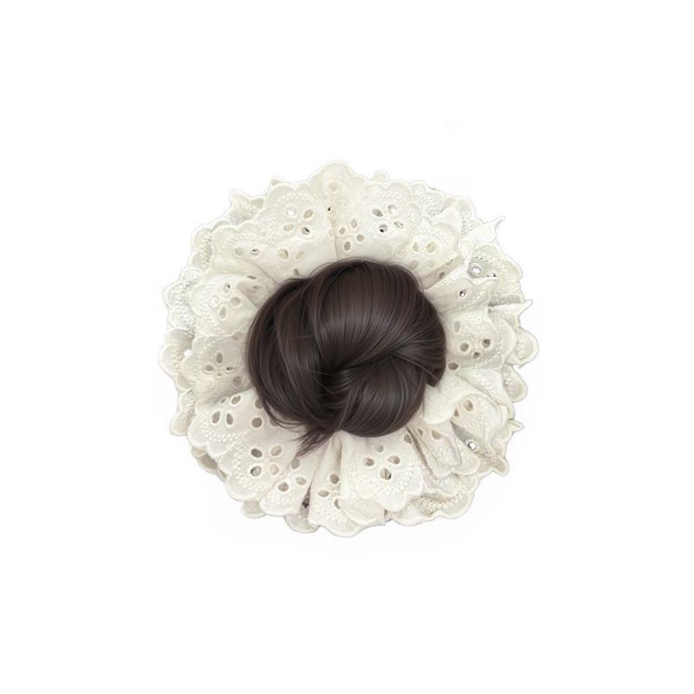 

Корейский стиль резинки для волос держатели для хвоста заколки для волос артефакт накладные пряди цветок пучок головной парик женщины Style 1-Brown&Black