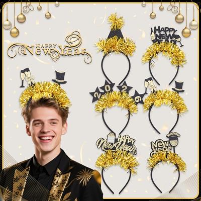 1pc Happy New Year Headband, Glitter Headpiece Holiday Hair Accessories New Year's Eve Party Gifts, Special Occasion Hairband