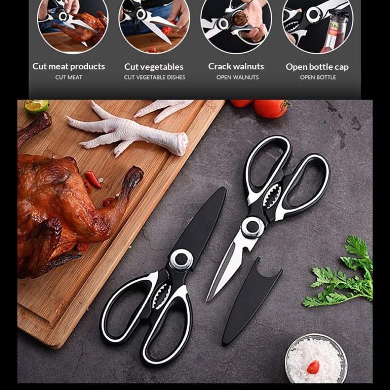 Multifunctional Kitchen Scissors Household Cut Vegetables Roast Broiler Scissors Stainless Steel Scissors