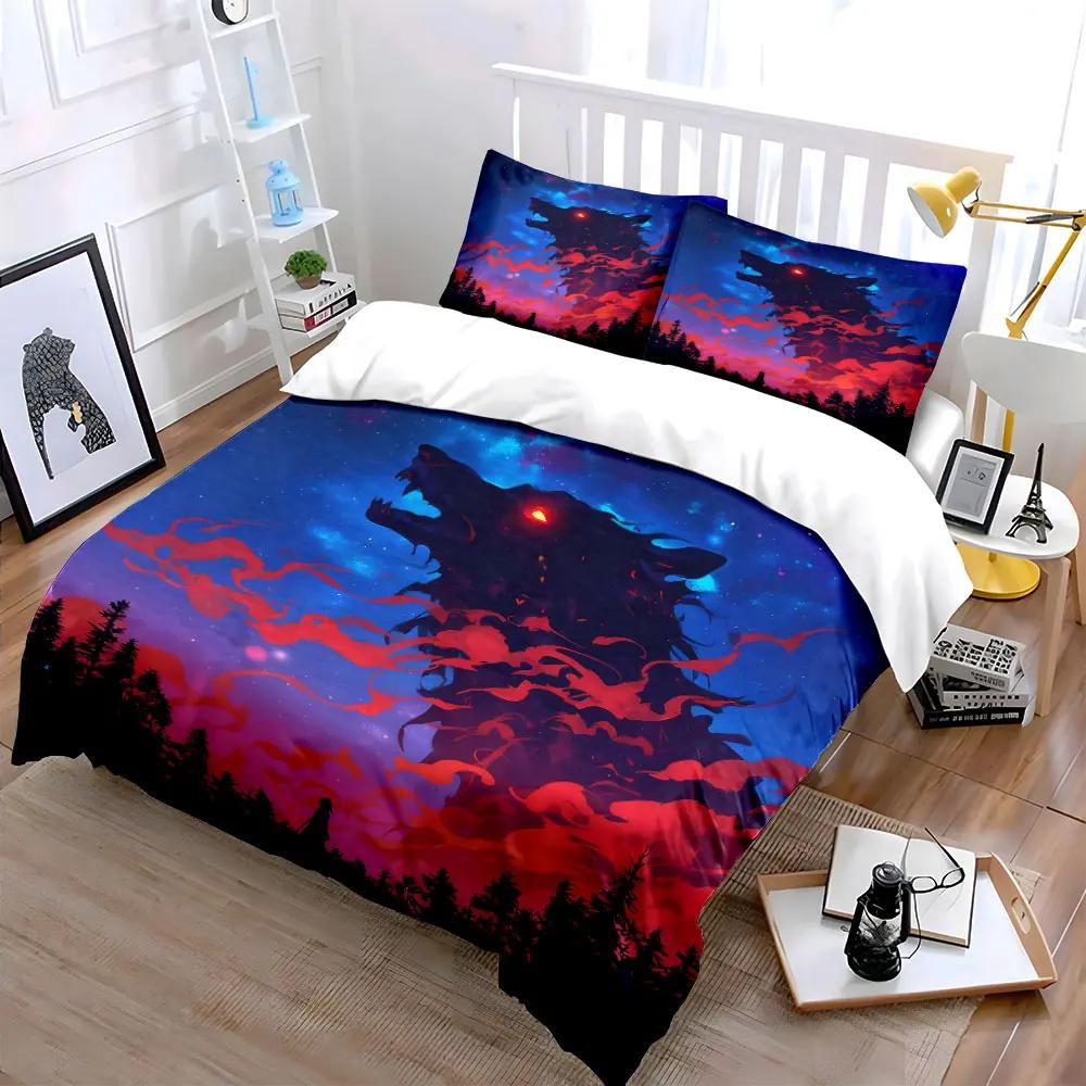 "Fantasy Wolf Art Decor Set" Soft Comfortable Duvet Cover Bedding Set Included 1*Duvet Cover & 2*Pillowcases gift