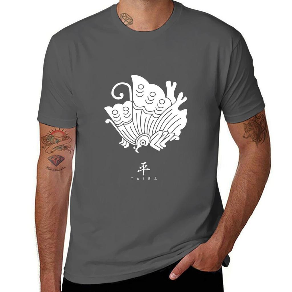 Taira Clan Family Crest Kamon  White Title Version Tshirt plus sizes summer clothes summer tops Mens tshirt