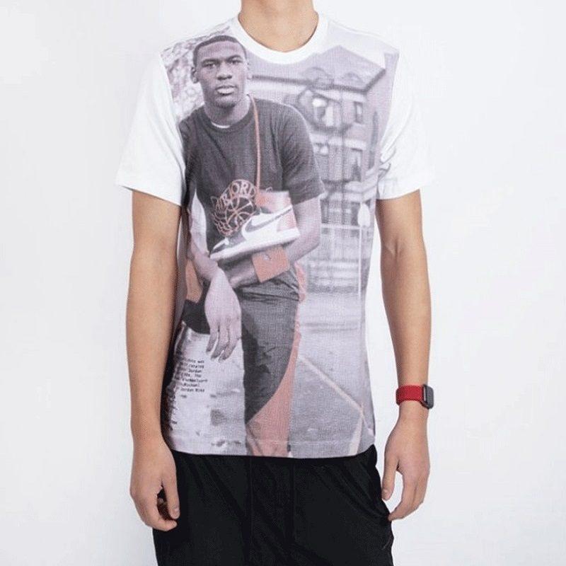 Jordan Air Jordan 1 T Shirts Men's White Crew Neck Moderate Straight Fit AT8918-100