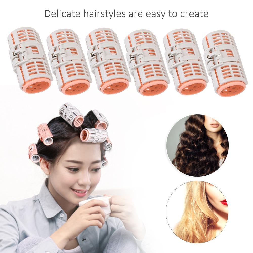 6Pcs Reusable Air Bangs Hair Roller No Heat Spring Clip Air Bang Curlers Portable Self Grip Hair Styling Tools DIY Hairdressing