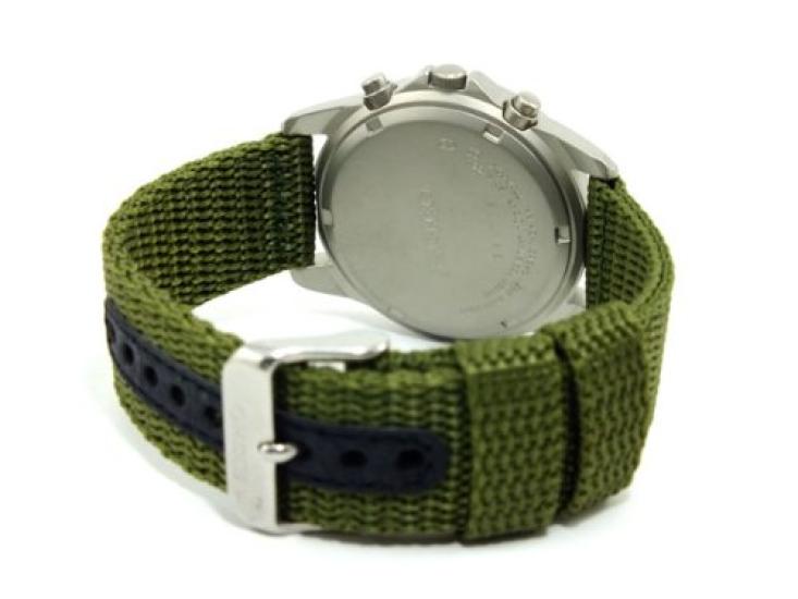 Seiko Chronograph Men’s Watch Green Dial Nylon Strap SND377R (Parallel Import)