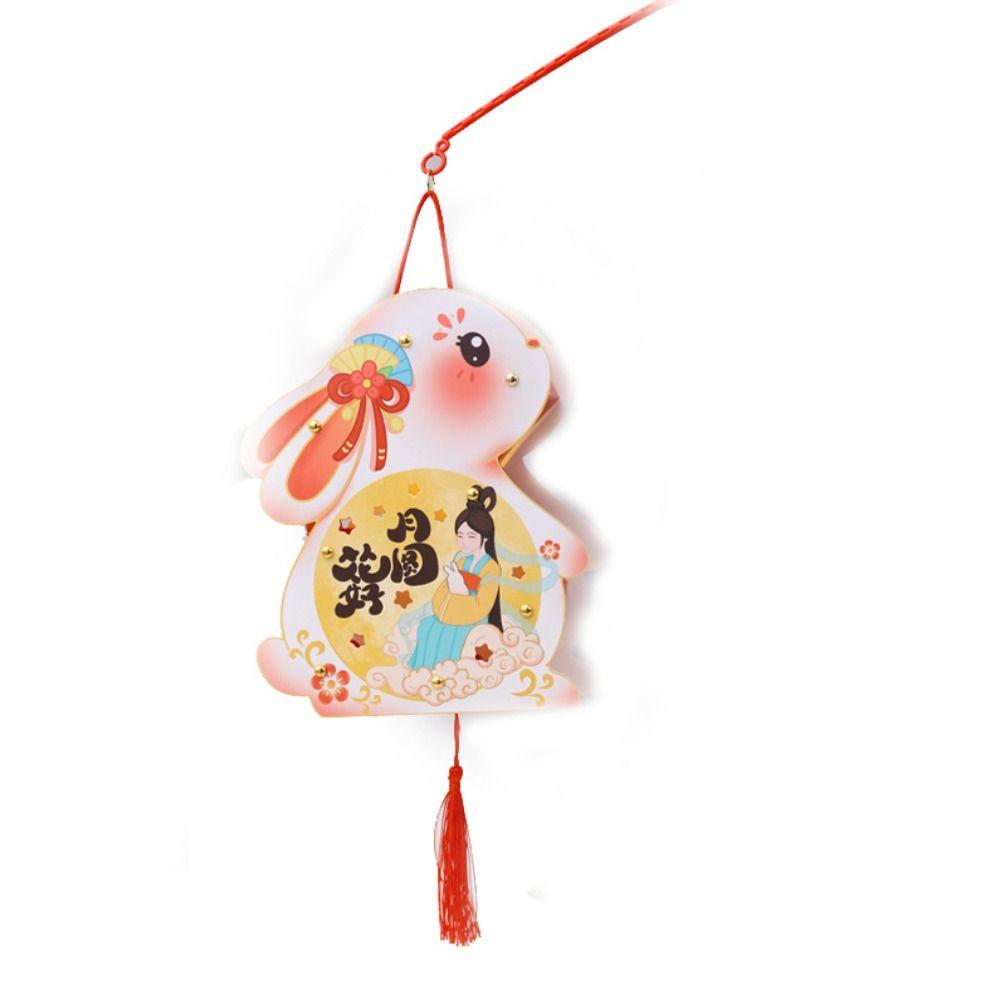 Chinese Handheld Rabbit  Lantern Handmade Light-Up Bunny Lantern  Mid-Autumn Festival