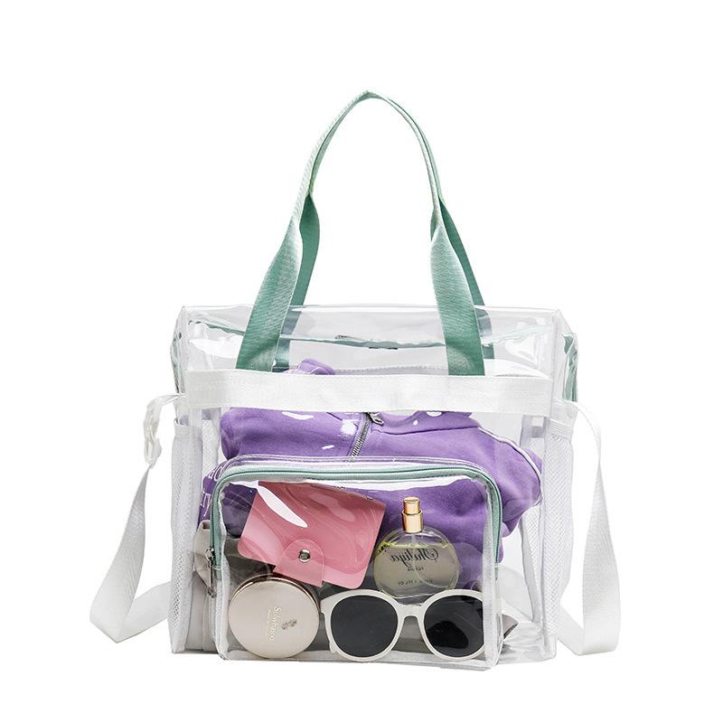 

Women Clear Shoulder Bag Waterproof Transparent Tote Handbag Large Capacity Simple Satchel Bag Outdoor Swimming Bag 2025 New 30x30x15cm рожевий