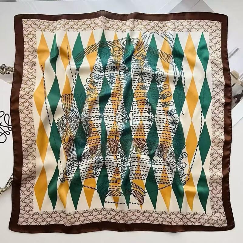 70x70cm Lightweight Cotton Silk Square Scarf With Boho Floral Print Breathable Neck Wrap Women