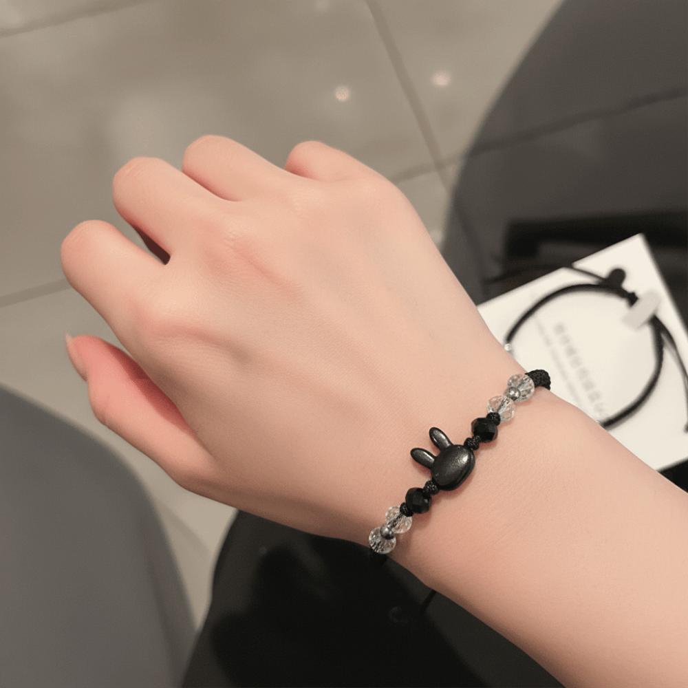 Moonstone Obsidian Couple Bracelet Minimalist Design Cat Bracelet  Couple Wear