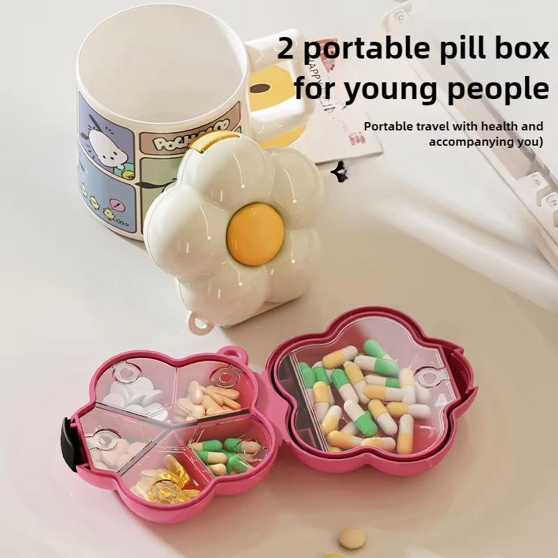 Kreative Blumen Pillendose Tragbare Aufbewahrungsbox Anhänger Wasserdicht mit Trennwänden Schmucketui Kunststoff Dopamin Organizer Box