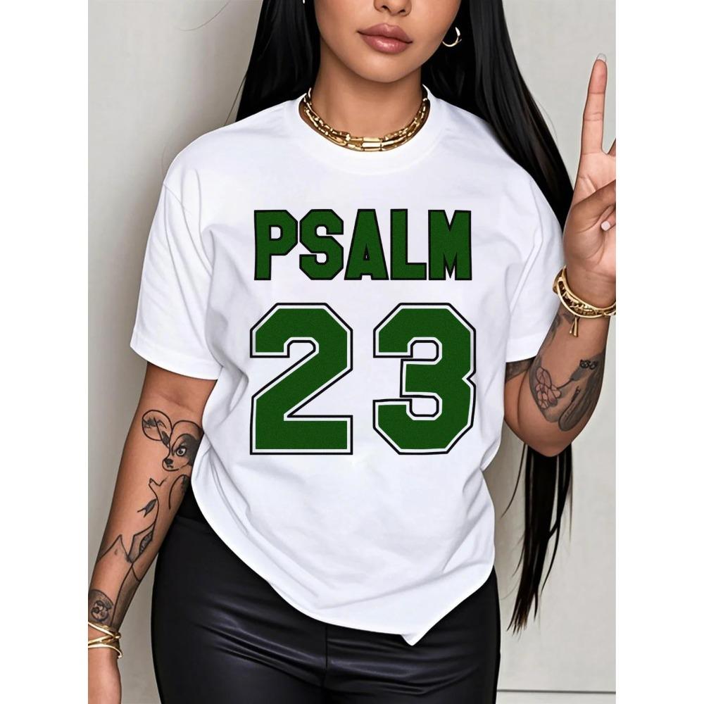 Camiseta Premium de Jersey Psalm 23 para mujer pantalón corto informal de gran tamaño camiseta de Unisexga corta con cuello
