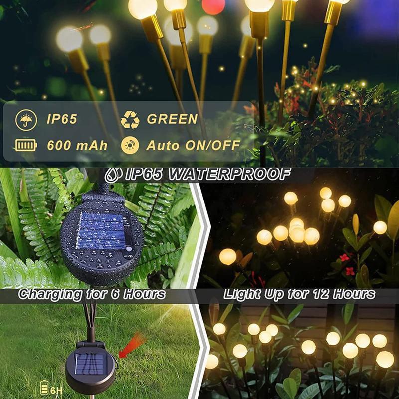 Solar Outdoor Light LED Firefly Lamp Garden Decoration Waterproof Garden Home Lawn Fireworks Light Floor New Year Christmas