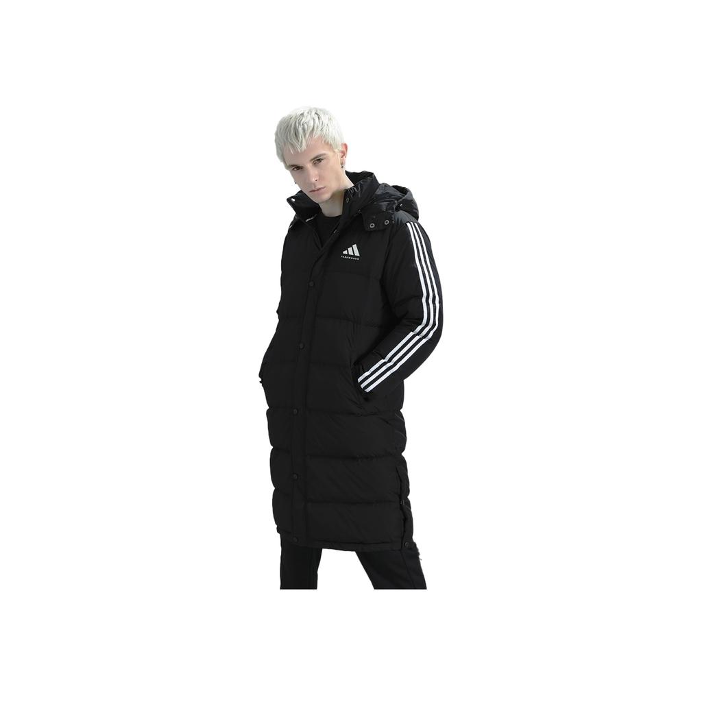 adidas Długa Ciepła Gruba Wiatroszczelna Kurtka z Puchu Kaczkiego z Odpinanym Kapturem Unisex Odzież Wierzchnia Czarna ADIPK01T-BW