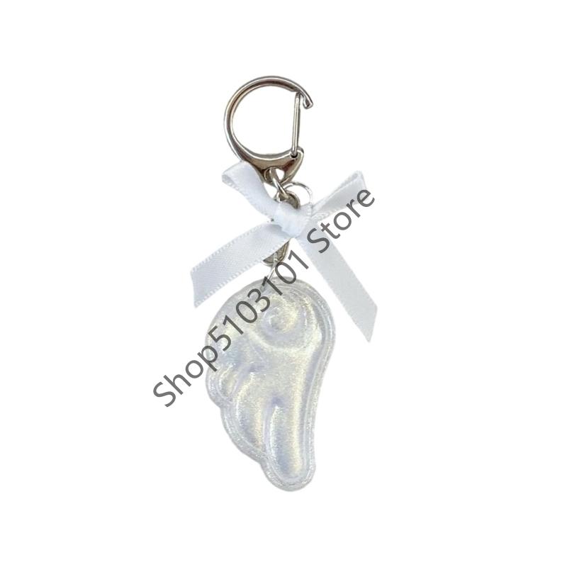 Wings Shape Acrylic Keychain Y2K Punk Angel Wings Bag Pendant Bowknot DIY Keychain Bag Hanging Decor or Girls Fashion Accessory