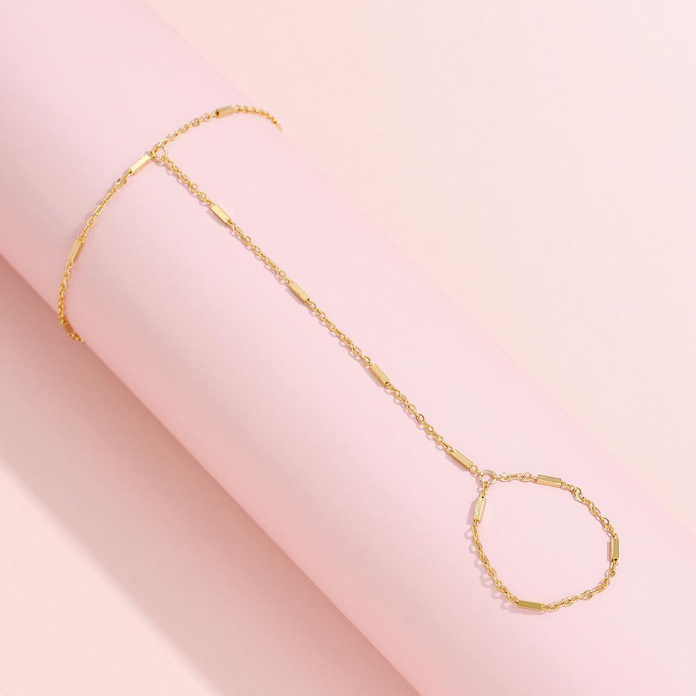 Beach Chain Ring Bracelet Integrated Chain Thin Chain Finger Bracelet Women's Accessories Jewelry