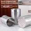 Stainless Steel Chopsticks Tube High-Capacity Kitchen Utensils Storage Bucket with Round Hole Hollowed Out Drain Feature