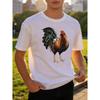 Rooster Print Graphic Tee for Men Casual Short Sleeve Crew Neck T-Shirt All Seasons Daily Wear