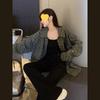 2025 Spring/Autumn Women's Retro Jacquard Denim Jacket: Sweet Cool Hot Girl Style.