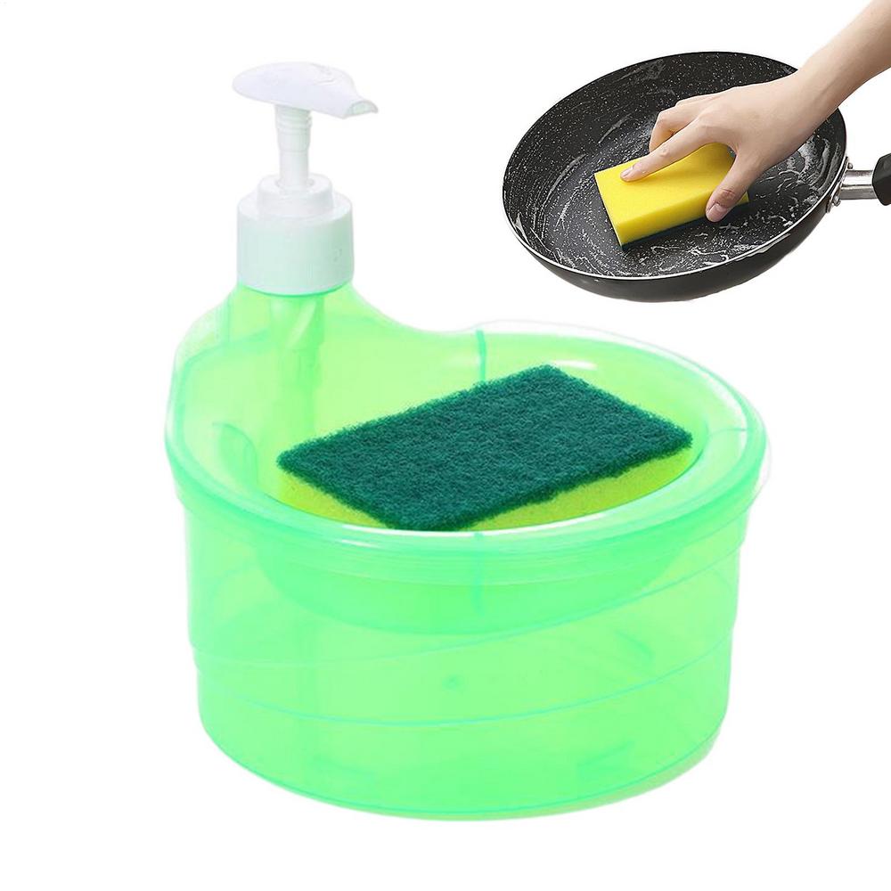 2In1 Soap DispenserCreative Kitchen Dishwashing Liquid Dispenser Kitchen Dish Soap Dispenser Liquid Pump Soap Container W/Sponge