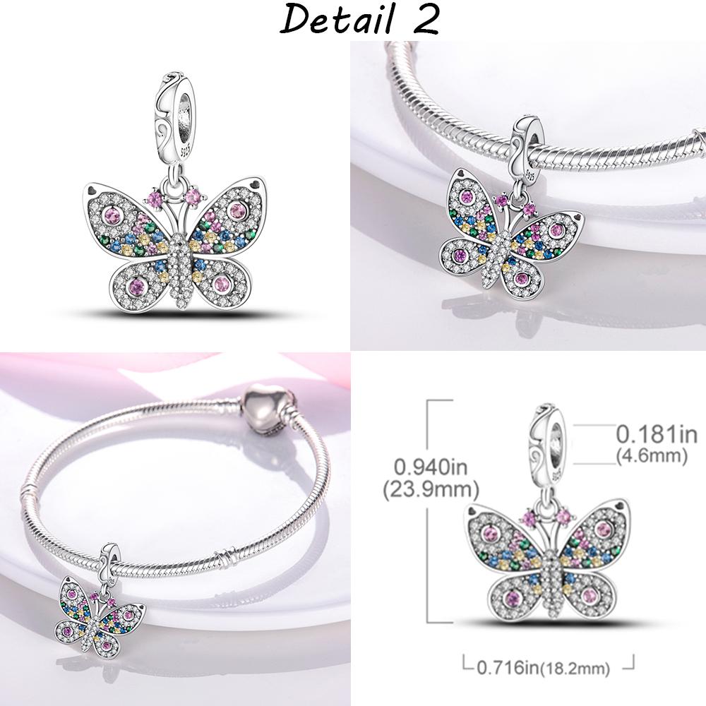 Copper Pave Cubic Zircon Charm Butterfly Moon Beads Charms Pendant Fit Mula Original Bracelets Fashion Diy Jewelry Gifts