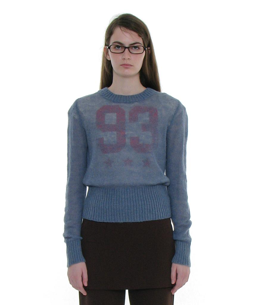 PARTIMENTO WOMEN Sheer Wide Rib Knit Crewneck_Dusty Blue