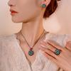 Jewelry Copper Bottom Gold-Plated Millennium Chepala Green Light Luxury Set Main Stone 14-10Mm