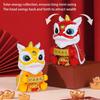 Chinese Style Lucky Dancing Lion Mascot Ornament Plastic Model Solar Powered Car Dashboard Statue Desk Decoration
