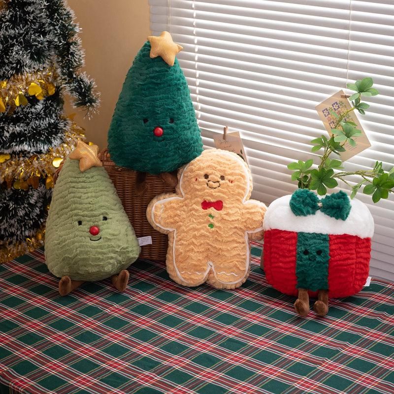 Christmas Tree Gingerbread Man Gift Box Plush Dolls Stuffed Soft Plant Toys For Kids Family Xmas Decoration Gift