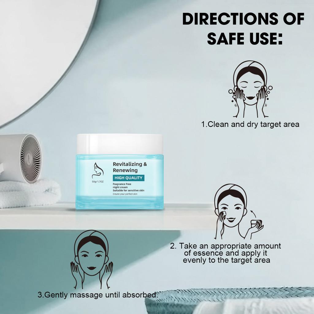 Premium Revitalizing Night Cream 50G Vitamin E and Shea Butter Anti-Aging Face Treatment Collagen Peptide Firming Moisturizer for Radiant Skin