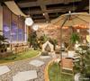 Live Broadcast Luxurious Outdoor Café with Green Artificial Turf