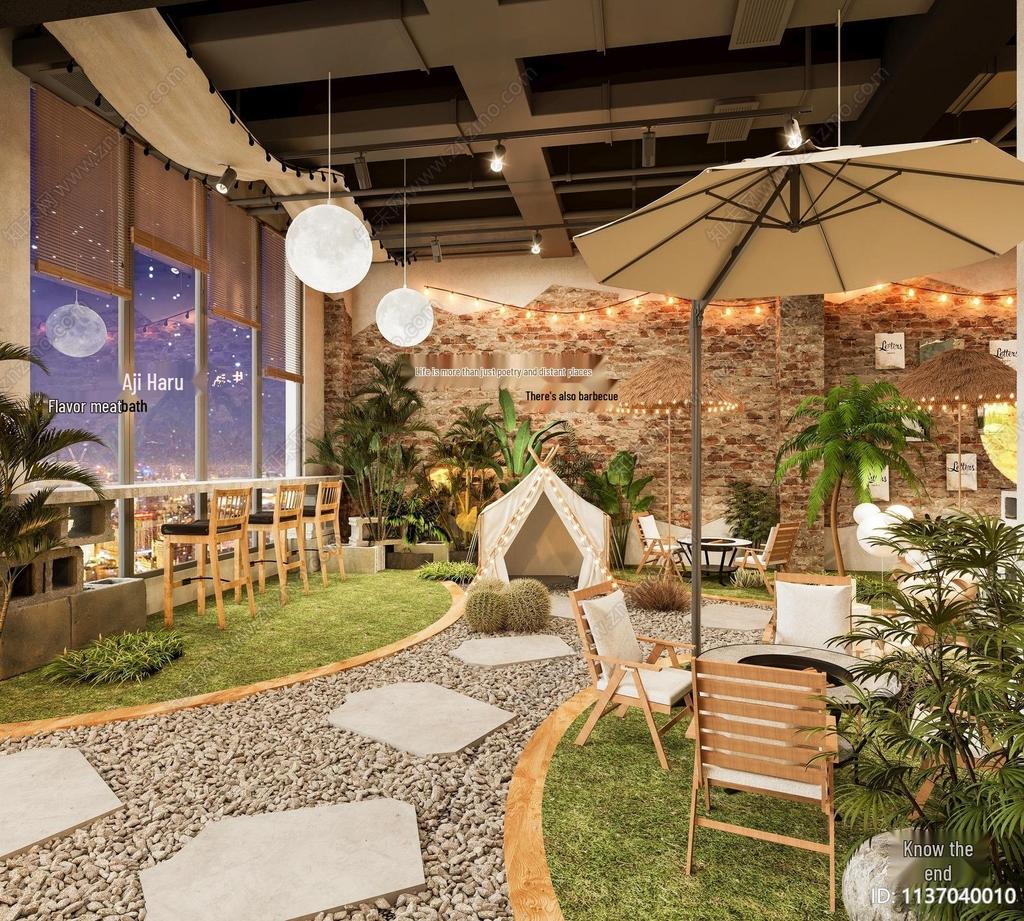 Live Broadcast Luxurious Outdoor Café with Green Artificial Turf