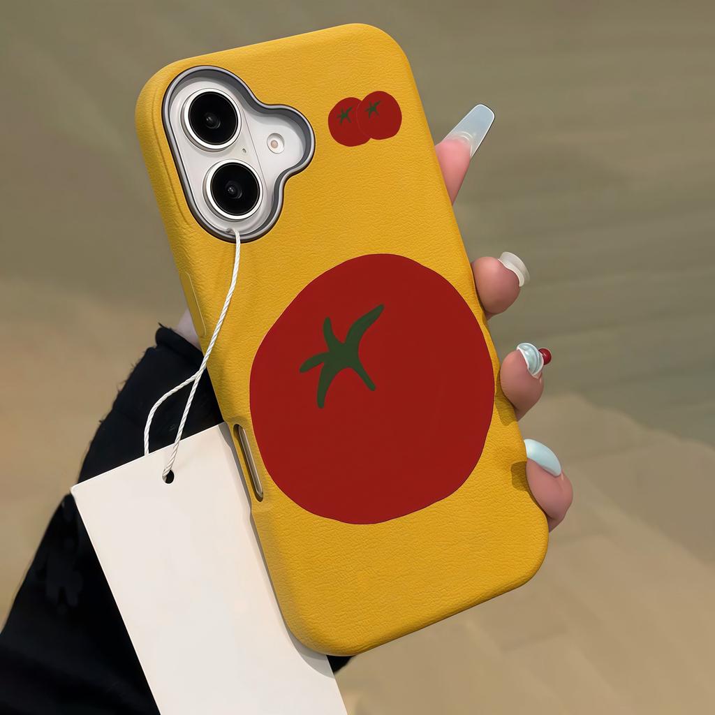 Large tomato is suitable for 17promax mobile phone case iPhone16 lychee pattern 14/13Pro12 anti-fingerprint 11