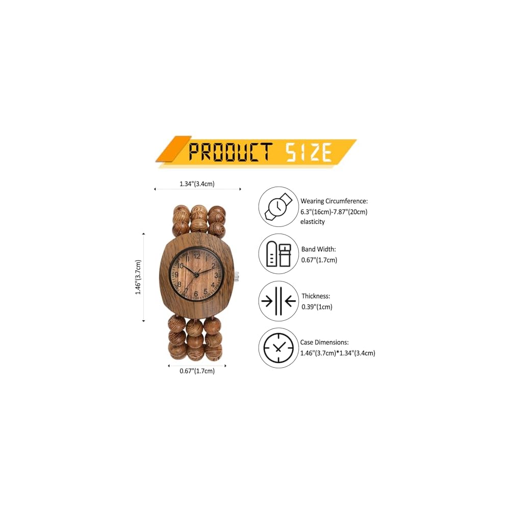 Wooden Watch for Women Analog Quartz Bracelet Waterproof Lightweight Bohemian Style Accessories