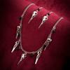 Gothic Choker Earrings Punk Skull Pendant Necklace and Earrings Set Jewelry