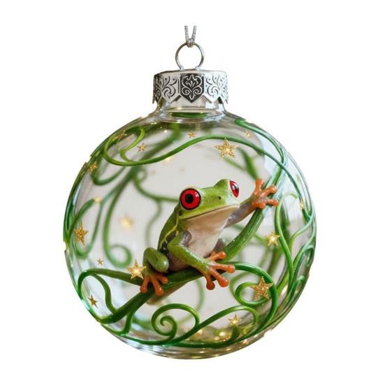 Frosk Julepynt Akryl Trepynt med Hengesnor Festlig Høytidsdekor for Hjem og Selskap