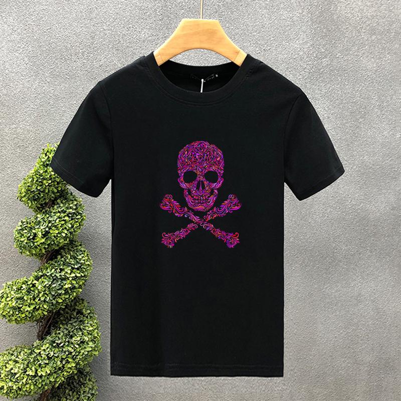 High Quality Style Luxury Brand Cotton Bone Print Couple Tees Summer Harajuku Men/Women Short Sleeve T-shirt Asian Size S-5XL