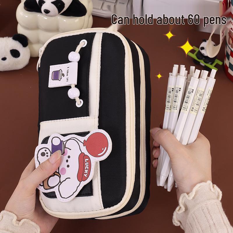 Trousse de creioane Teddy Multi-Strat Color Block Capacitate Mare: Geantă de mână multifuncțională de înaltă valoare pentru elevii din ciclul primar și gimnazial