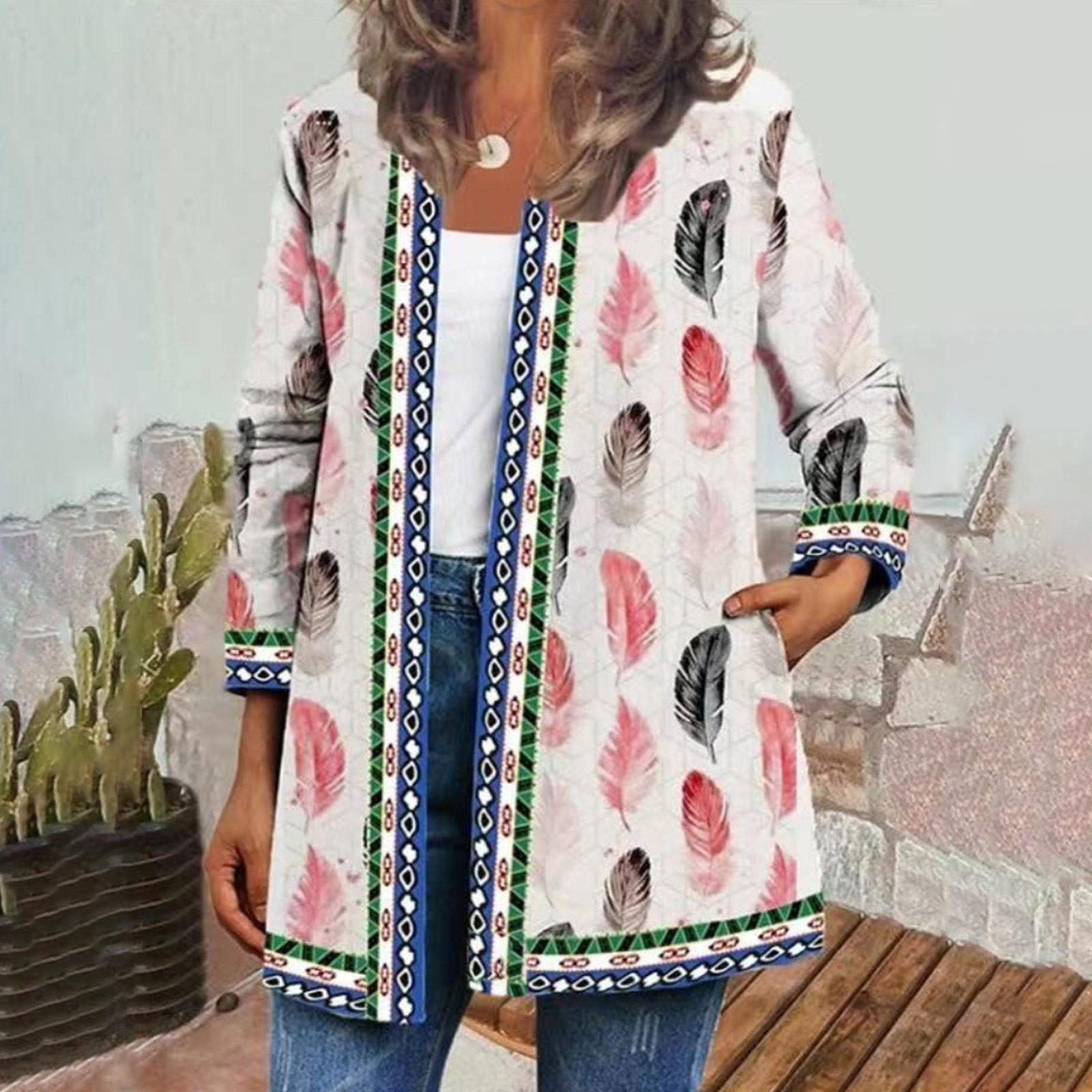 

Винтажный этнический стиль принтованный пиджак большого размера, кардиган, женская одежда XXXL красный