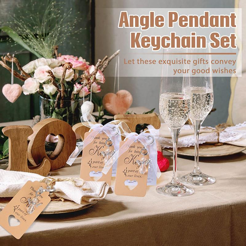 24 Pieces Angel Keychains Favor Baptism Party Favors Baptism Boxes White Organza Bags With Tags