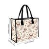 Cute Owl Printed Canvas Tote Bag Casual Lightweight Portable Shopping Handbag for Daily Use