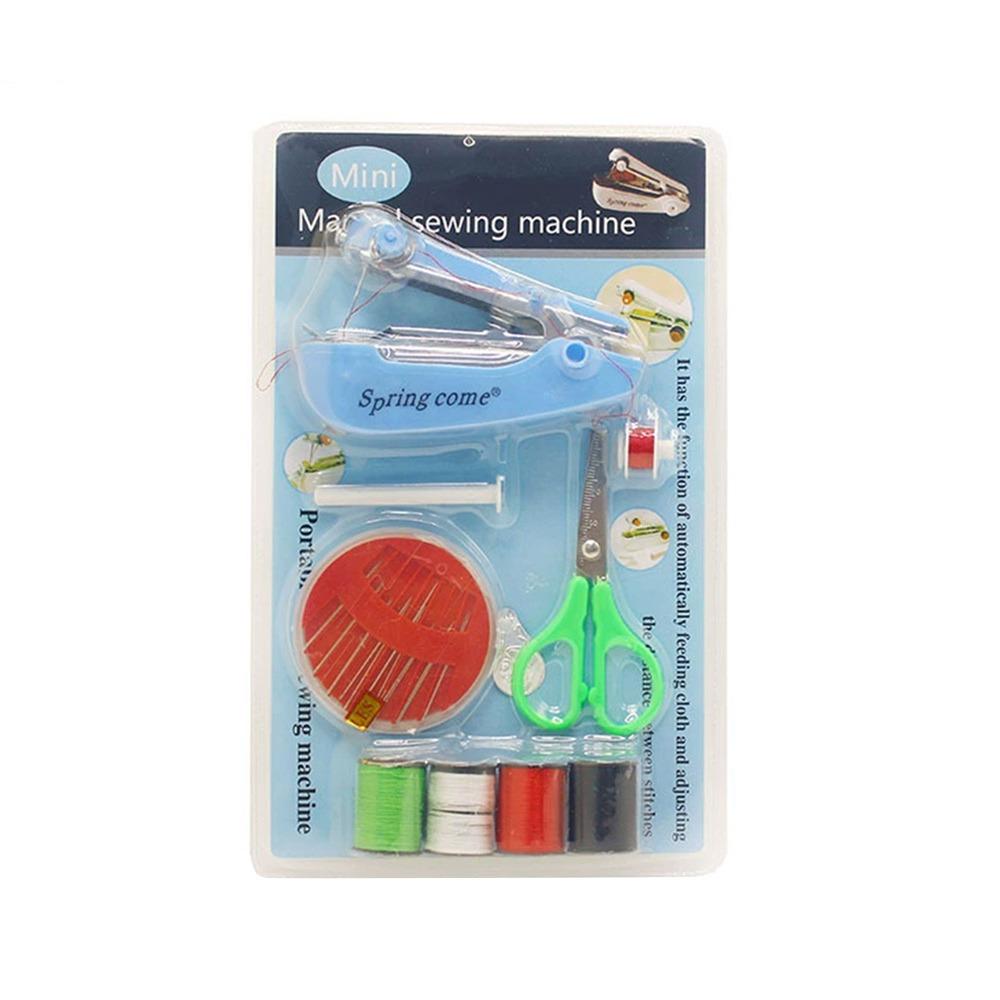 Plastic Sewing Machine Kit Thread Spools Needle Cushion Handheld Sewing Machine Manual Sewing Machine Clothing Repair Kit