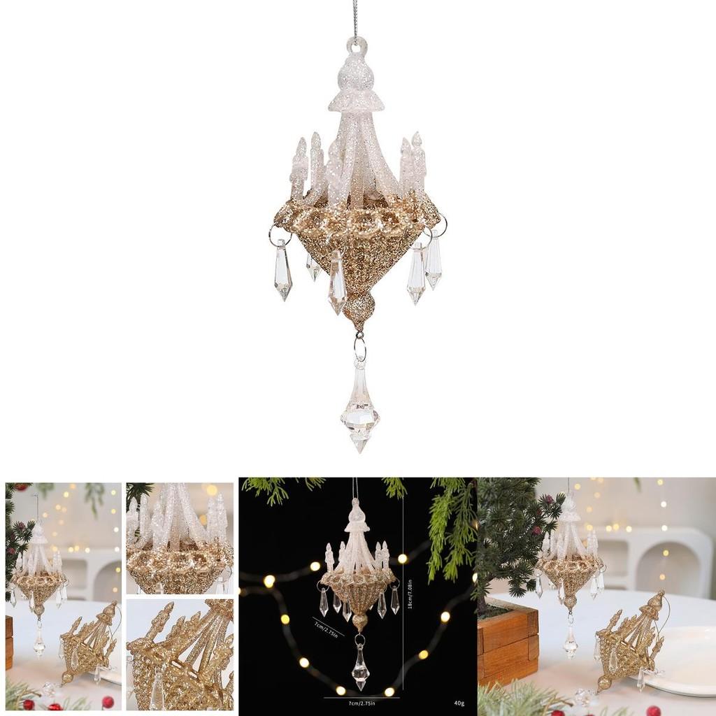 Acrylic Christmas Tree Pendant With Gold Crystal Effect For Holiday Decor