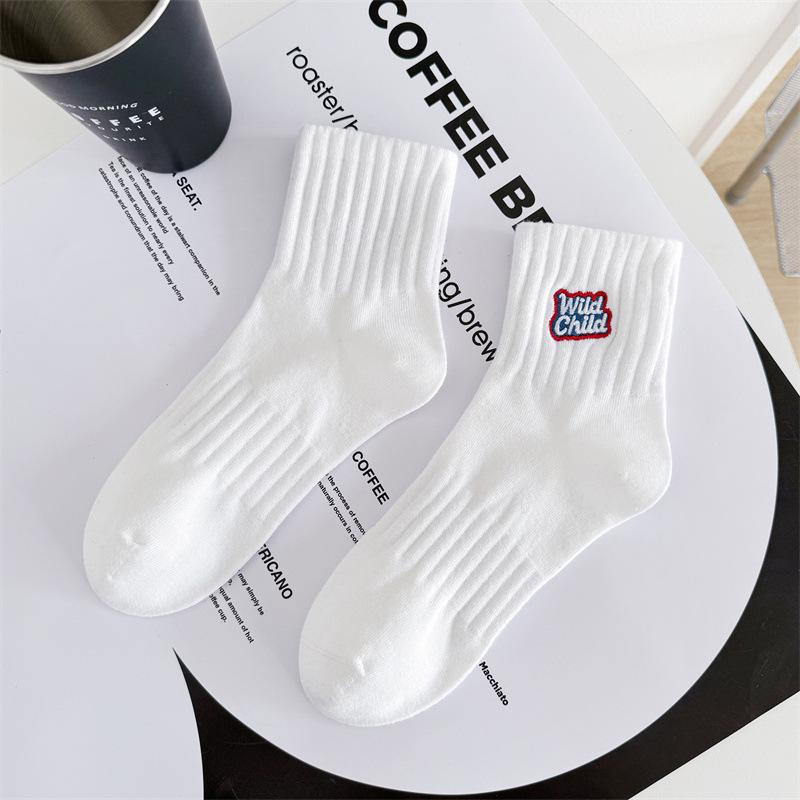 Cityboy Korean Embroidered Mid-Tube Socks - Trendy, Breathable Sports Socks for Men and Women