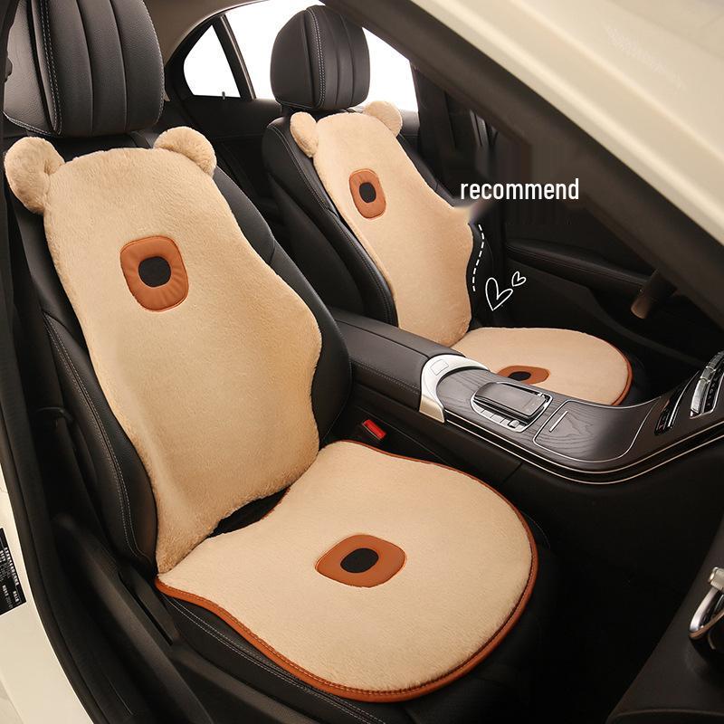 Cute Bear Plush Winter Car Seat Cushion for Mazda EZ6, CX30, CX50, and Mazda 6