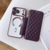 Applicable To iPhone17 Magnetic Mobile Phone Case Rhombus Flip Card Leather Case 17pro Electroplating 17 Anti-drop Protective Case