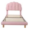 Letto Singolo 90x200cm, Letto per Bambini, Letto per Ragazzi, Letto Imbottito, Telaio a Doghe in Legno, Imitazione Pile, Rosa